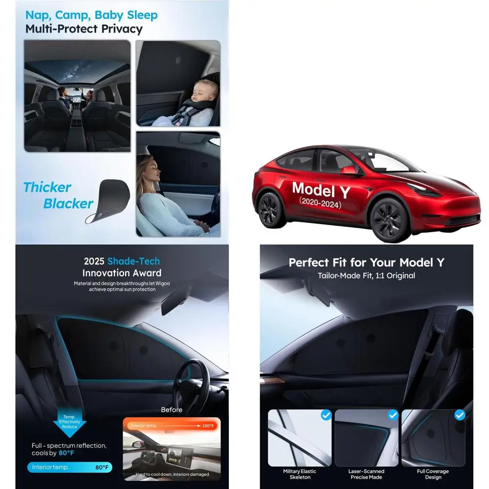 

Солнцезащитные козырьки для боковых окон Tesla Model Y 2020-2024, ледяной кристалл, защита от всасывания, набор из 7 предметов для защиты конфиденциальности и ультрафиолета, Excl