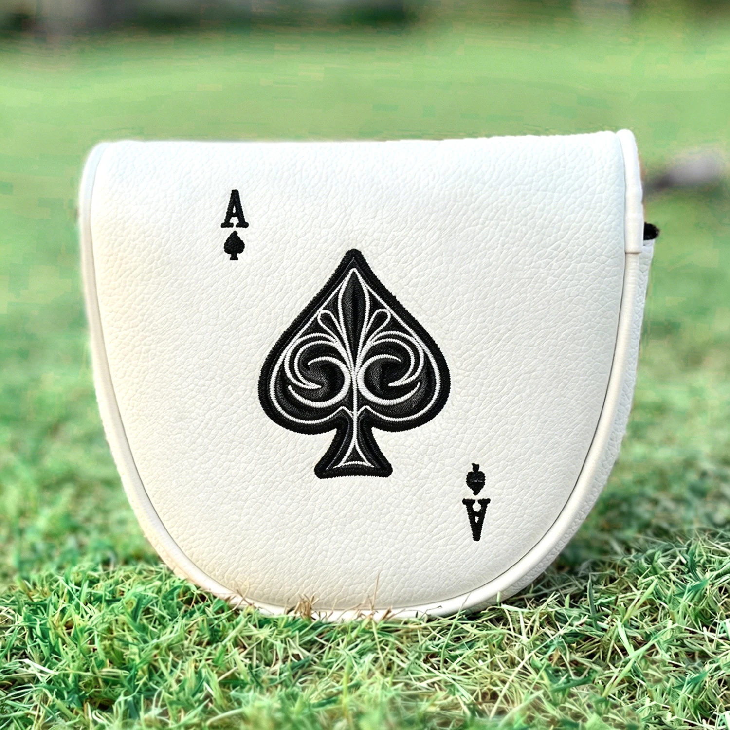 1pc Spade Ace Mallet Putter Cover Magnetic Closure Semi-Circle Putter Headcover Golf Club Protective Sleeve Golf Accessories
