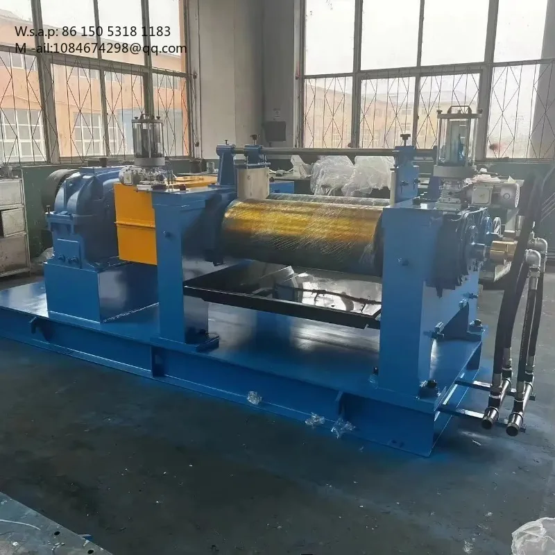 XK-400*1000 Automatic Open Two Roll Rubber Mixing Mill Machine 45KW Motor 18-35kgs Capacity Water Cooling