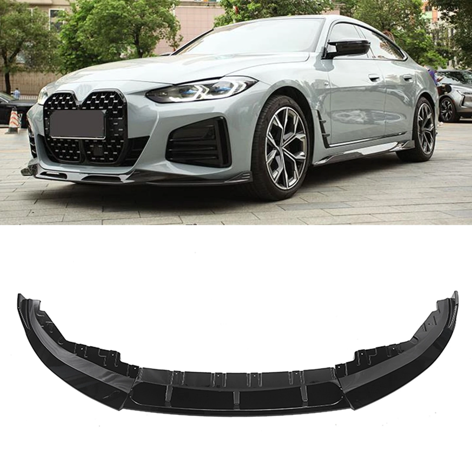 Front Bumper Spoiler Lip Kit For BMW 4 Series G26 Gran Coupe 2021-2022 M Sport 4 Door Only 440i Black Car Lower Splitter Blade