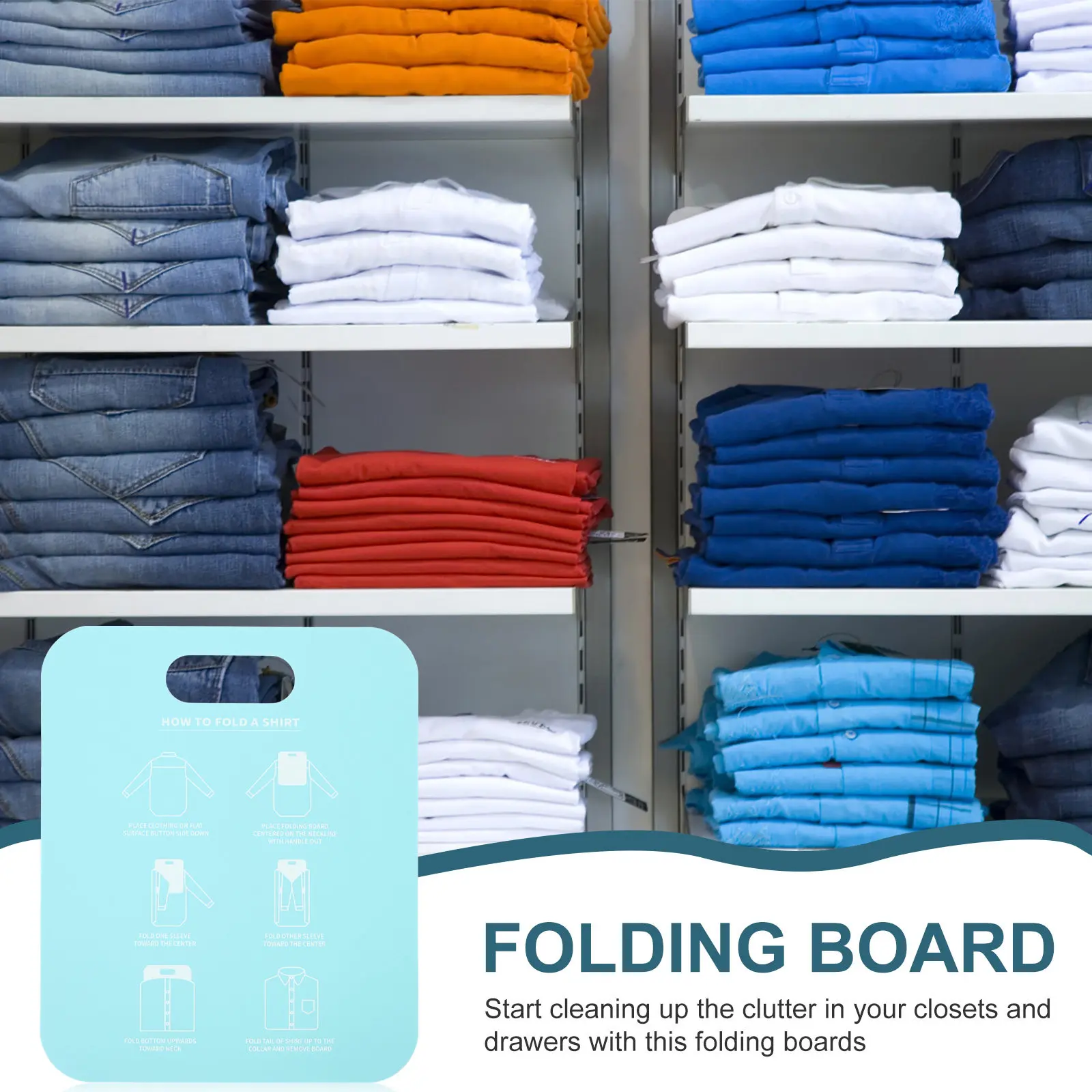 2Pcs Shirt Folding Board PP Clothes Folding Tool Space-Saving Portable Anti-Wrinkle Garment Organizer for T-Shirts Long Sleeve