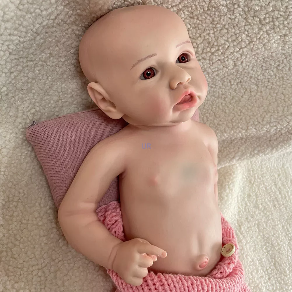 18" Lifelike Reborn Baby Doll Painted Full Body Silicone Waterproof Newborn Silicone Baby Girl Doll For Family'S Gift