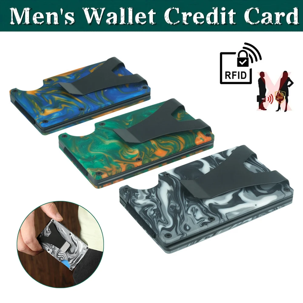 

Men's Minimalist Slim Wallet with Money Clip RFID Blocking Metal Credit Card Holder Card Cases - Compact Organizer