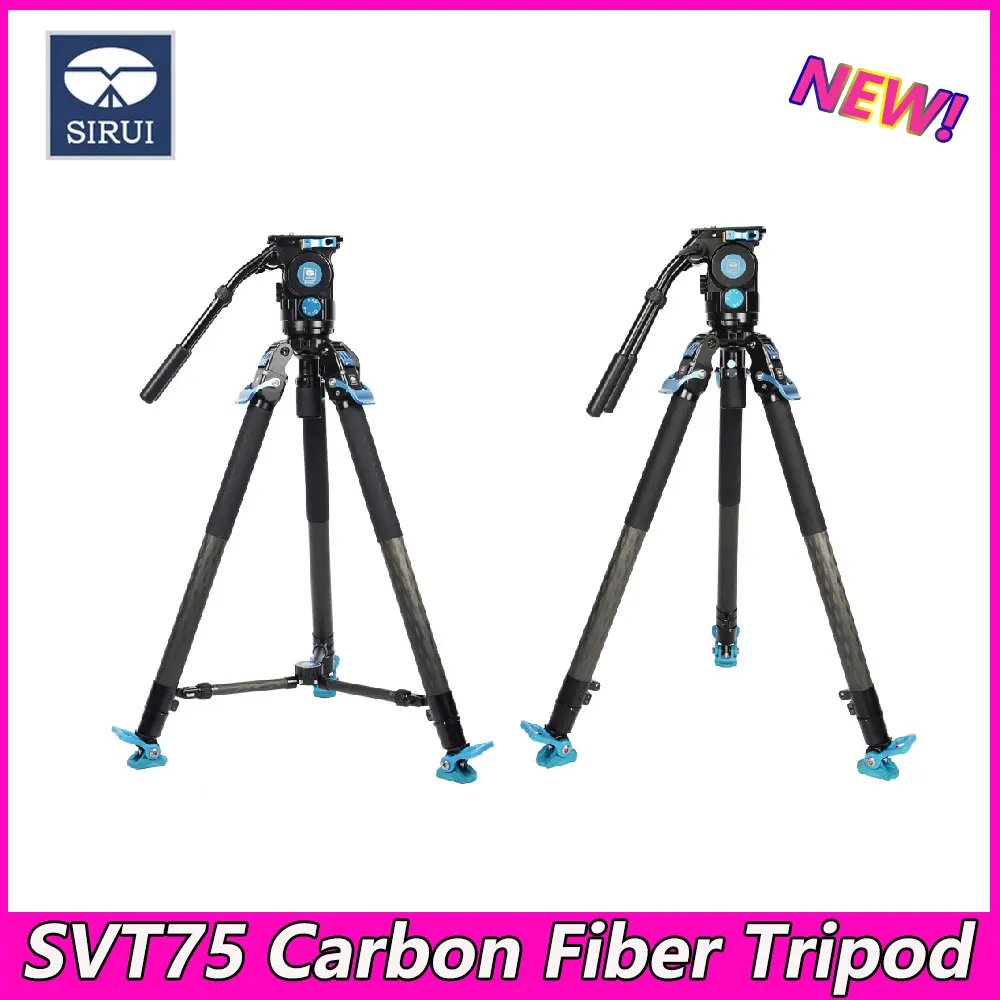 SIRUI SVS75 SVH-15 Rapid System One-Step Height Adjustment Video Tripod Professional Carbon Fiber Tripod for Outdoor Videography