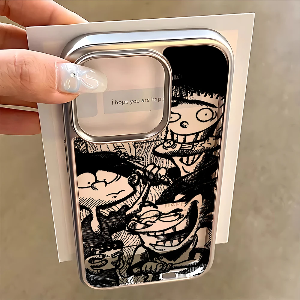 حافظة هاتف كارتونية E-Ed Edd N Eddy لهاتف آيفون 16 15 14 13 12 11 Pro Max X XR XSMAX 8 7 Plus غطاء خلفي ناعم وواضح فاخر #3