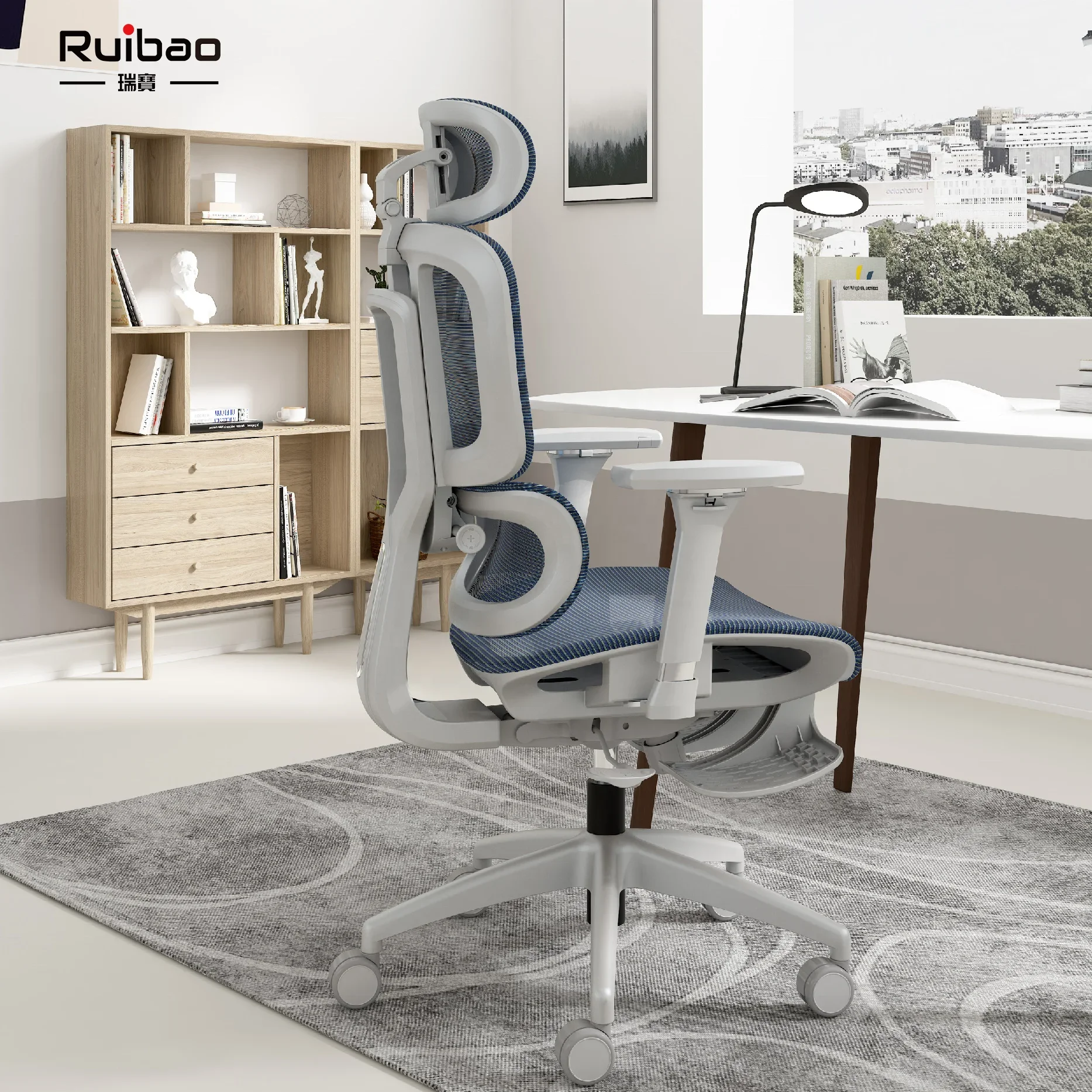 

Luxury Ergonomic Office Massage All Mesh Multicolor Customized Home Desk Chair With Adjustable Lumbar Support