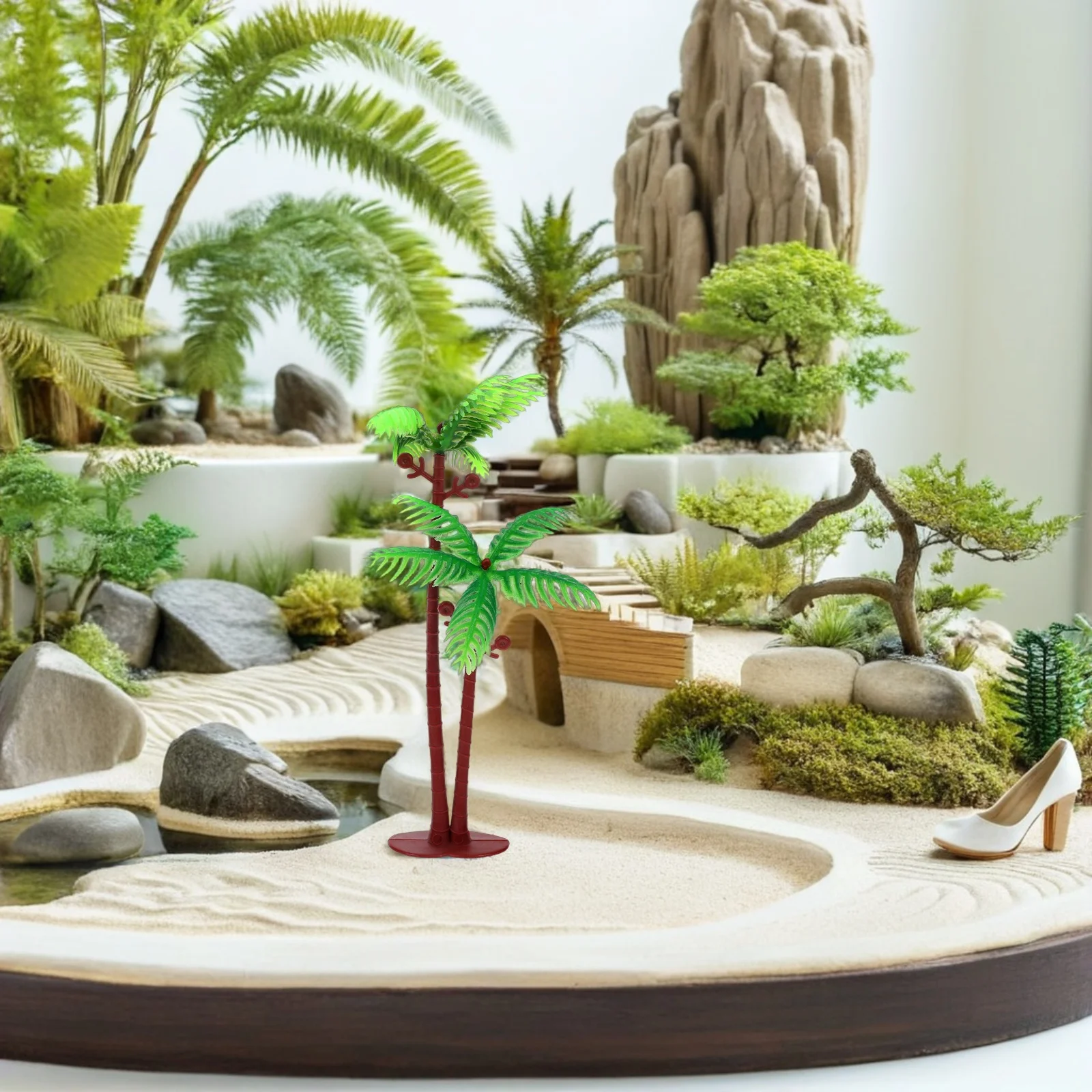 

15 Pcs Micro Landscape Decoration Miniature Coconut Palm Tree Plastic Trees Imitation