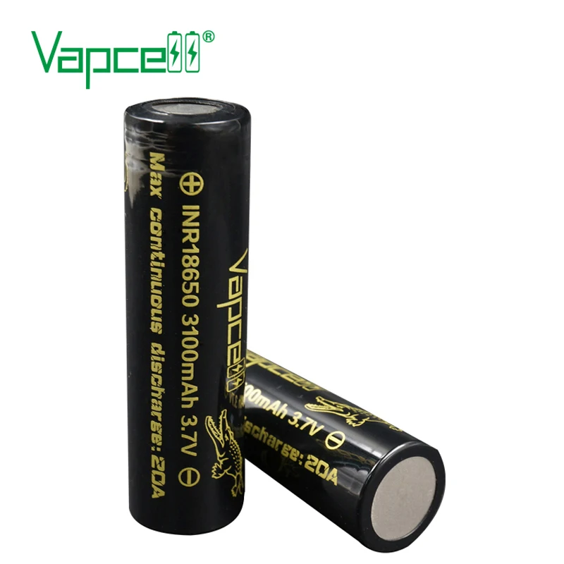 ต้นฉบับแบตเตอรี่โทรศัพท์ vapcell INR 18650 3100มิลลิแอมป์ต่อชั่วโมง20A แบตเตอรี่3.7โวลต์แบตเตอรี่ลิเธียมแบบชาร์จไฟได้ในปัจจุบันสูงสำหรับไฟฉาย boxmod
