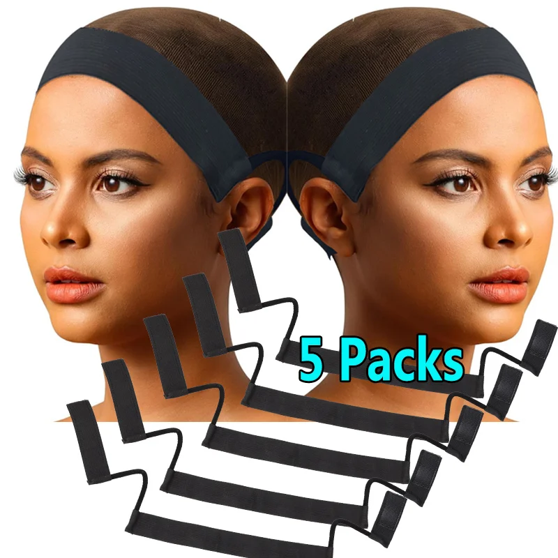 5Pcs 가발 머리띠 레이스 녹는 밴드 귀 걸이 블랙 탄성 가발 가장자리 랩 가장자리 레이아웃 2.5/3/3.5/4Cm 레이스 밴드 가발