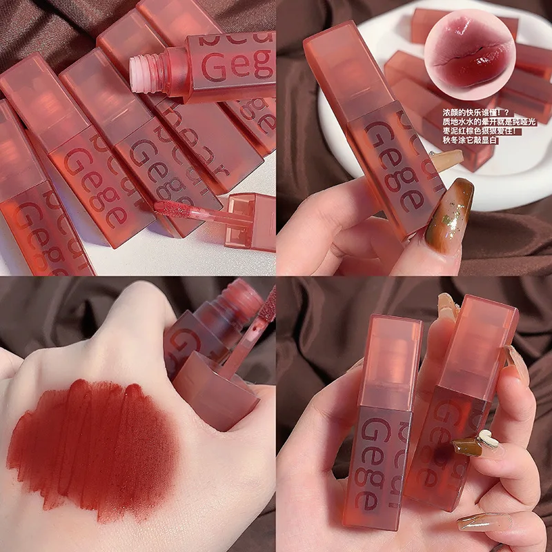 Gege Bear Velvet Lip Glaze Soft Mist Matter, langanhaltender, lichtbeständiger Lippenstift für Herbst und Winter
