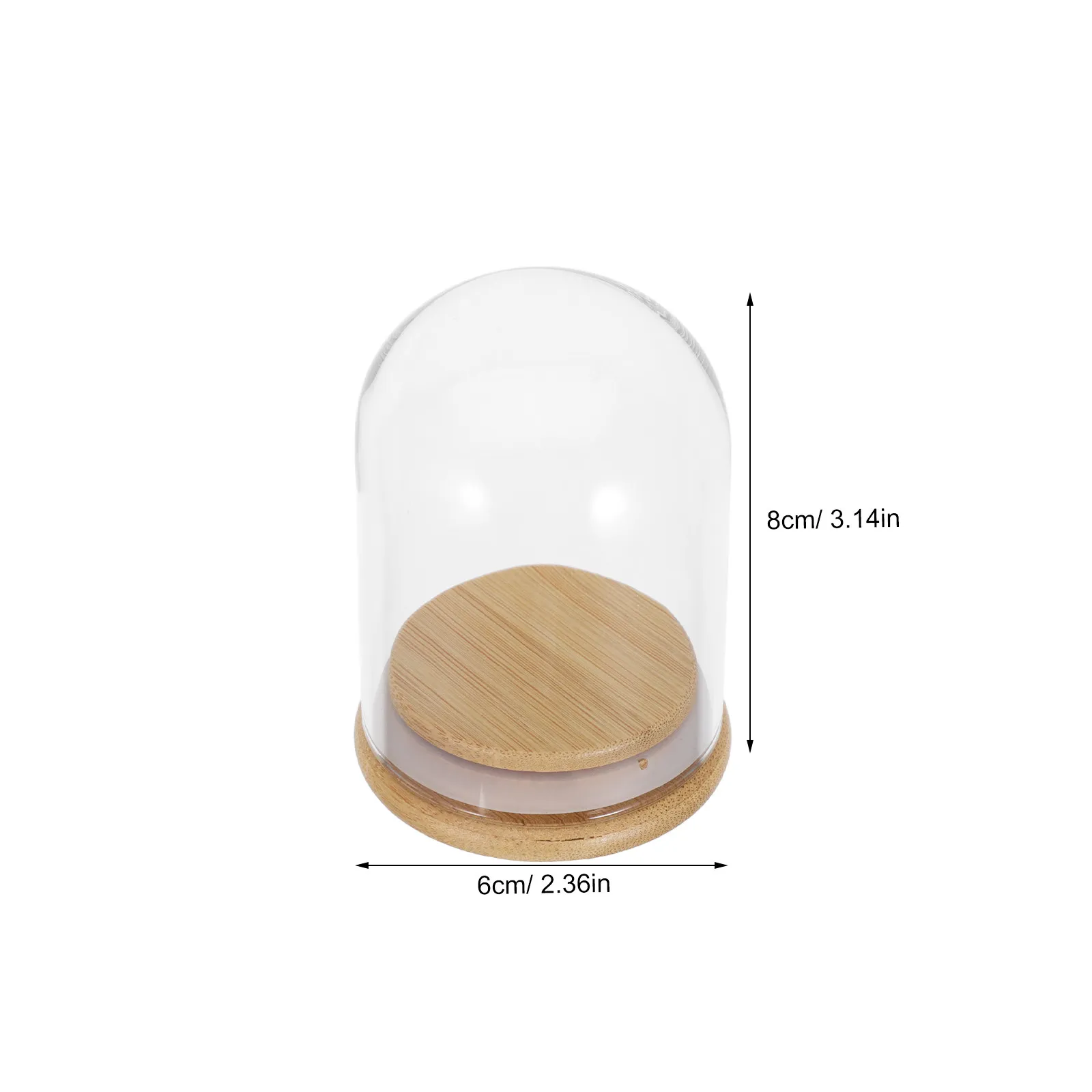 6Pcs Display Glass Dome Cloche Clear Glass Bell Display Dome Cloche with Wooden Base 3.1x2.4 for DIY Preserved Flowers Wedding