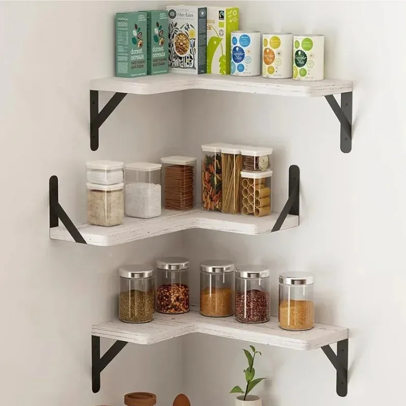 2026new latest models top quality rustic paulownia wood floating shelves corner shelf bedroom living room kitchen storage decor