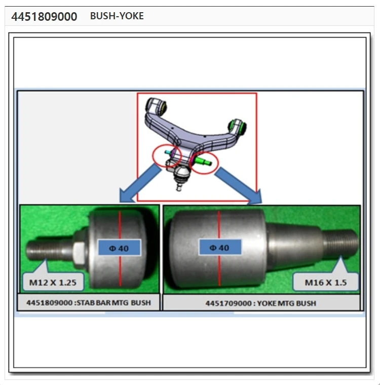Front Suspension Stab Bar Link Bush 4451709000 4451809000 For Ssangyong Actyon Kyron Rexton Actyon Sports
