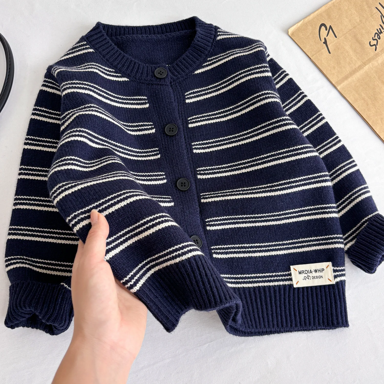 RAISE Autumn Children Boys Striped Sweater Loose 2-8Yrs Kids Boys Long Sleeve Cardigan Toddler Babys Boys Cozy Knitwear Coats
