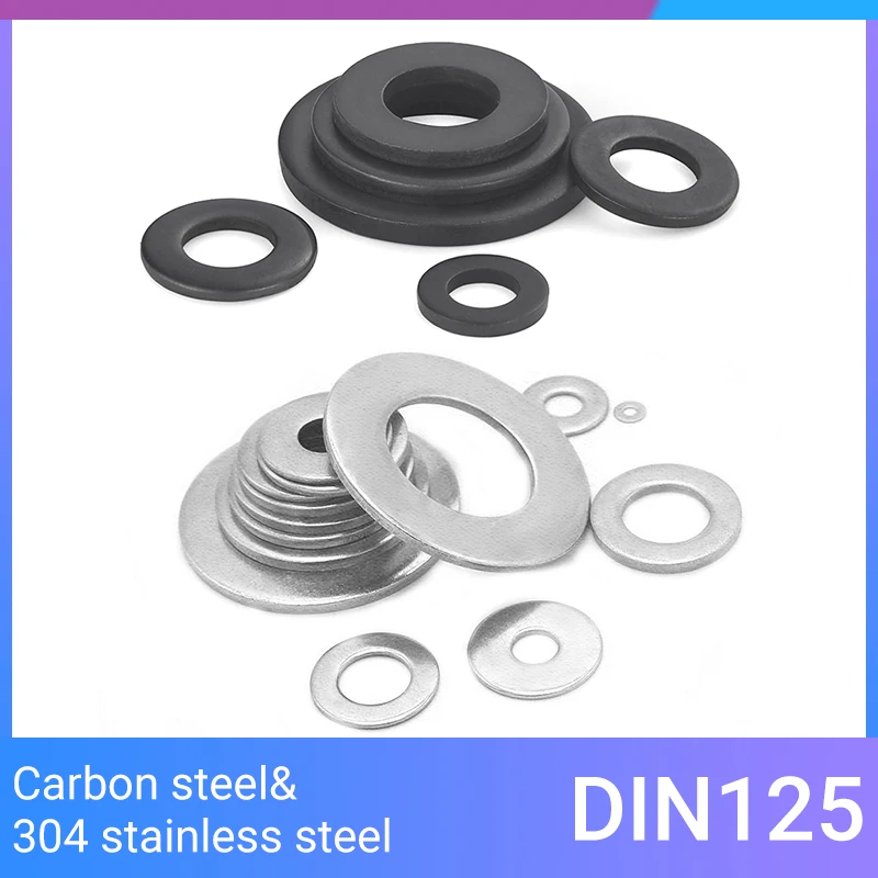 Flat Washer Plain Gasket for M2 M3 M4 M5 M6 M8 M10 M12 M14 M16 M18 M20~M27 Screw Bolt GB97 304 stainless steel or carbon steel