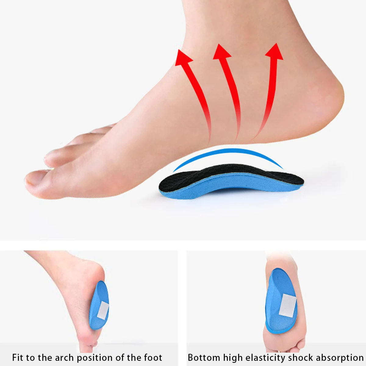 (2 Stück) orthopädische Einlegesohlen zur Unterstützung des Fußgewölbes | Unisex-Korrektur-Stützpolster für Plattfüße | Halborthopädische Einlegesohlen zur Unterstützung des Fußgewölbes – Detail 4