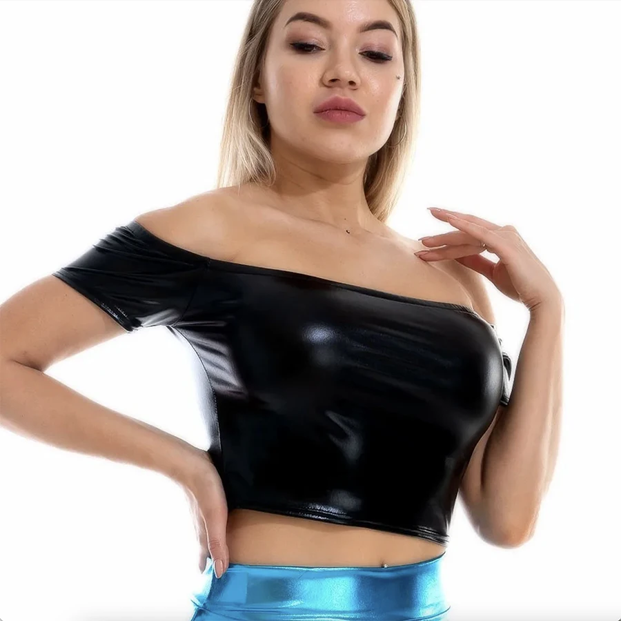 Femme Wetlook сексуальные блестящие голографические топы из спандекса металлик уличная одежда жилет укороченный топ без рукавов Rave Club мода для танцев на пилоне