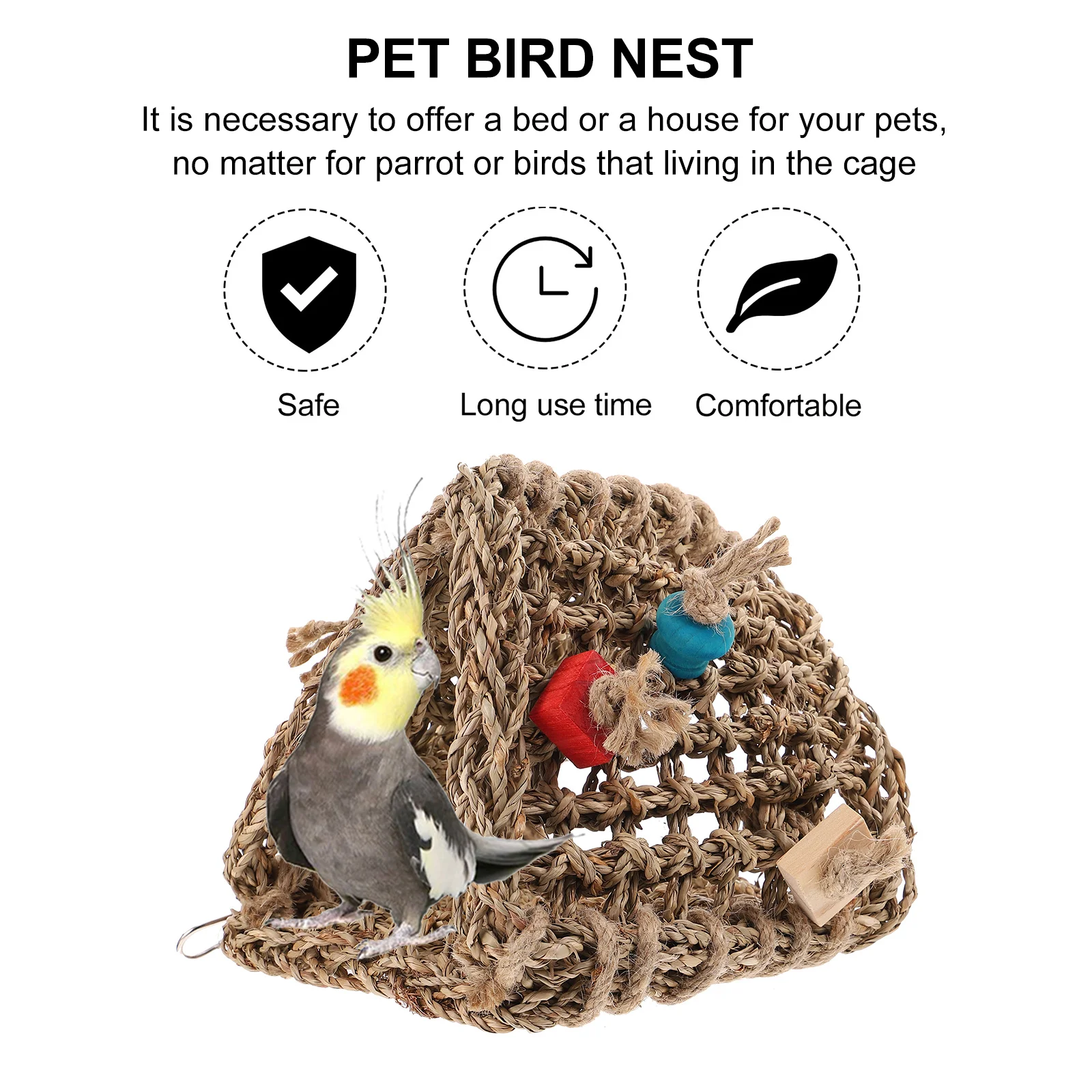 

Rustic Bird Hammock Hanging Triangle Rattan Nest Parrot Sleeping Bed Cage Home Nest House for Pet Birds Parakeets