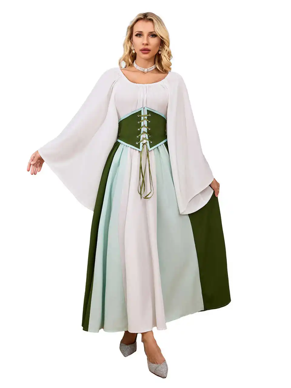 

Женские средневековые костюмы эпохи Возрождения, платье с рукавами-трубой, готическое ретро-платье