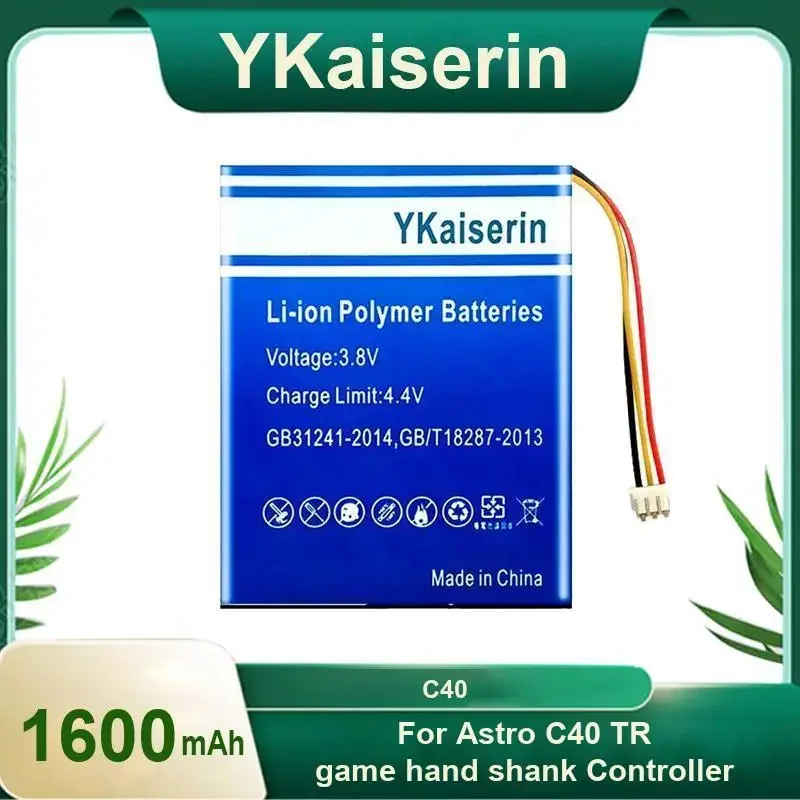 

YKaiserin 1600mAh Battery for Astro C40 TR Game Hand Shank Controller High Capacity Batterie Warranty 2 Years