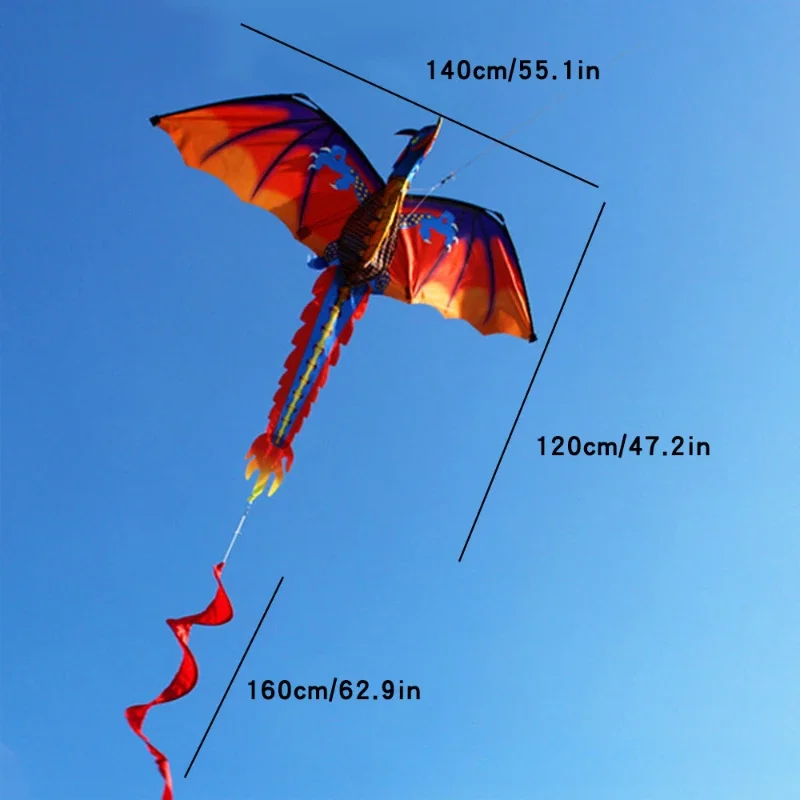 3D Single Line Dragon Kite com alça, brinquedos esportivos ao ar livre para crianças, flâmulas de cauda de 100m, fácil de voar para iniciantes, crianças e adultos