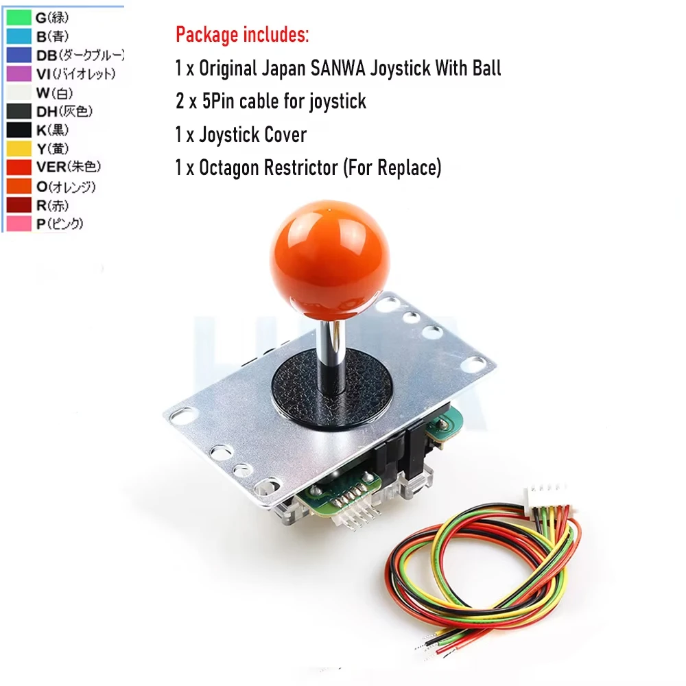 Original Japan Sanwa Joystick JLF TP 8YT Fighting Rocker With Topball 5pin Wire Jamma Arcade Vending Game PC PS3 XBOX Kit DIY