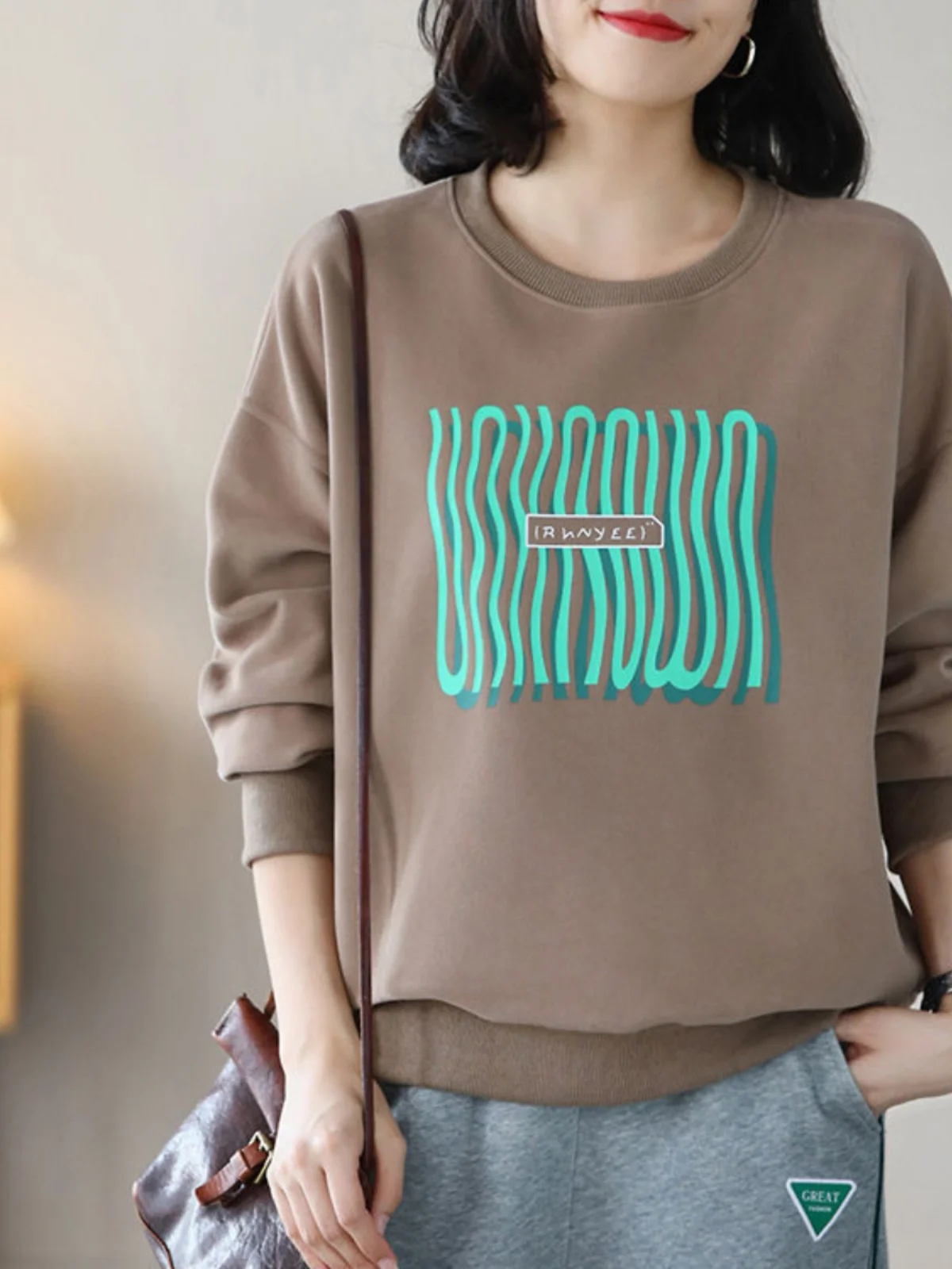 Bluza damska plus size z czystej bawełny, luźna, długa, modna, uniwersalna warstwa bazowa, wiosna-jesień, styl koreański.