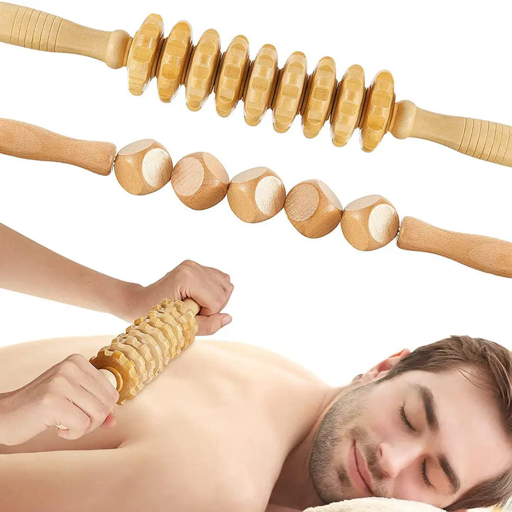 1Pcs Natural Wood Massage Rod for Deep Tissue Relief Acupressure Stick Body Massager Back Muscle Relaxation Therapy Tool view 2