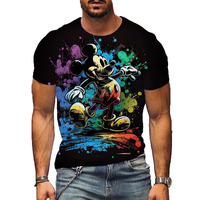 Disney Mickey Mouse Men's T-shirt Youngla Short Sleeve Man Clothes Cartoon Top T-shirts Boy Casual Tee Y2K Tshirt Oversize Shirt