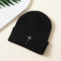 Beanie Hats Winter Knitted Cap Soft Warm Ski Hat Unisex Autumn Winter Skullies Warm Casual Hats Crochet Embroidery Cap