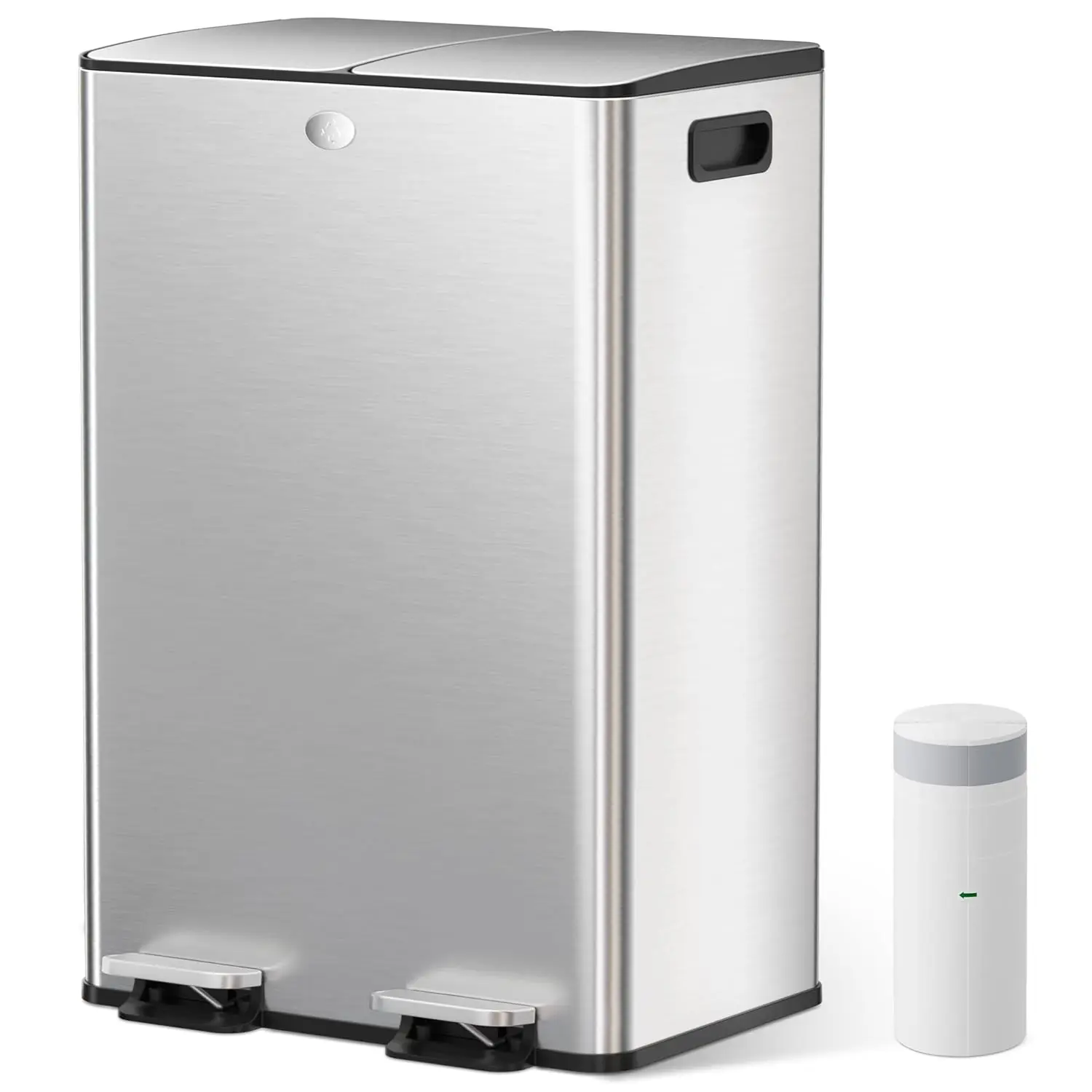 Poubelle à double compartiment avec couvercle, 2x30L, poubelle de recyclage pour cuisine
