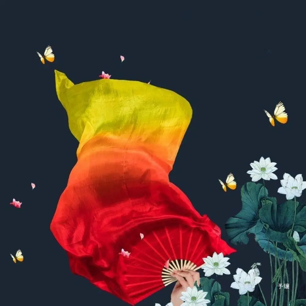 

31 см бамбуковая китайская короткая веер для танца живота 10 см полукруглая шелковая вуаль длинная имитация пары Yangko Dance бамбуковые веера