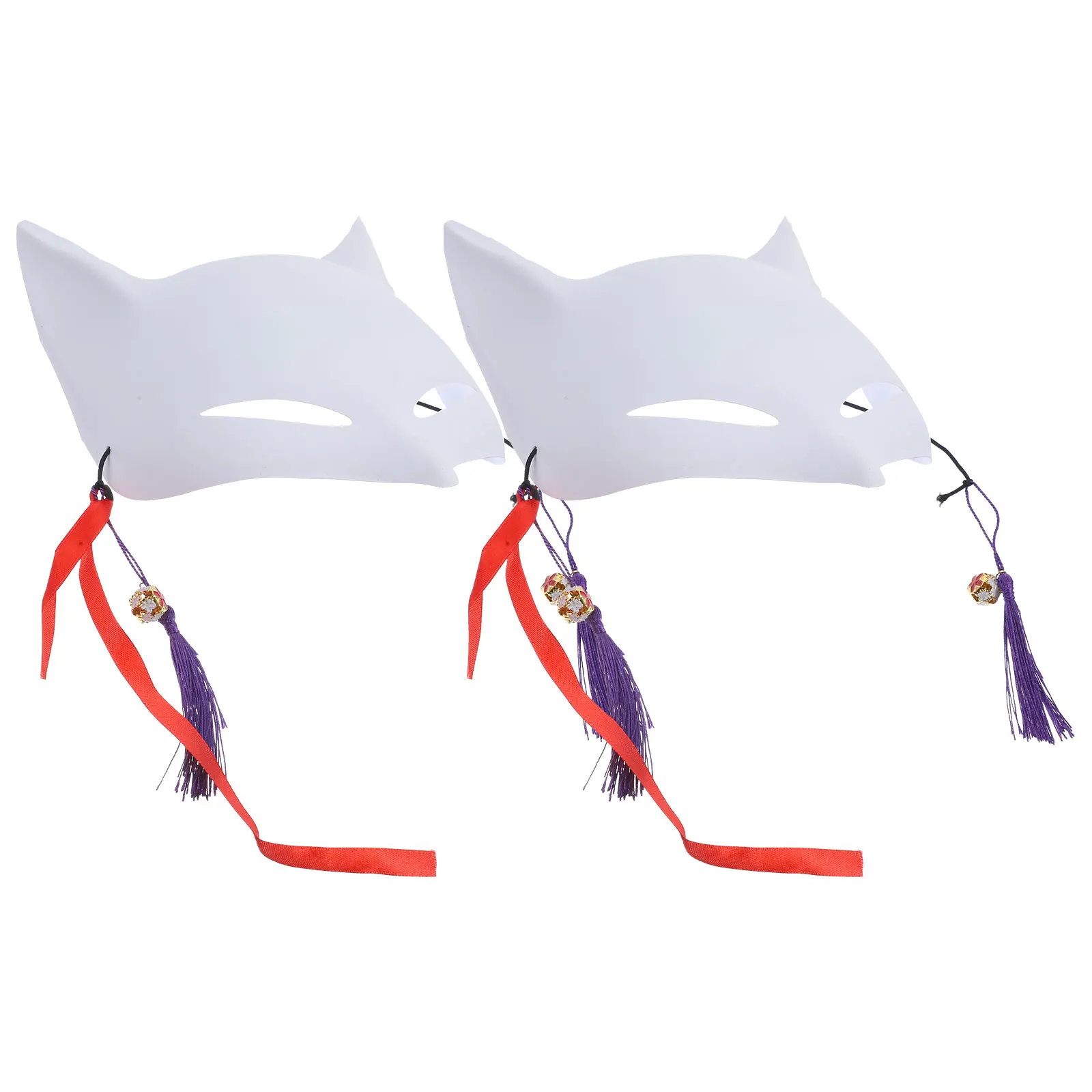 

2 Pcs PVC Mask Costumes For Masquerade Party Bulk White Masks Craft Blank to Decorate Paintable Diy Fox