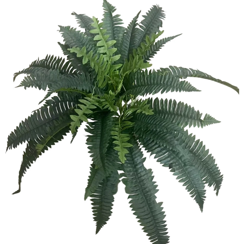 

Искусственное растение Бостонская папоротница с 38 листьями, большая подвесная композиция с пластиковыми зелеными листьями персидской пальмы для домашнего декора