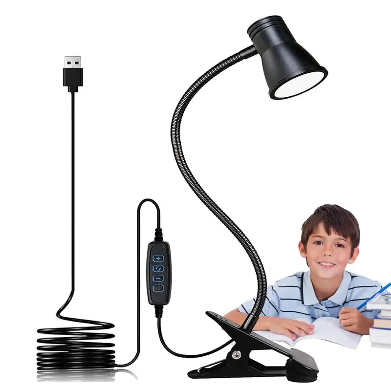 

Clip On Desk Lamp Eye Caring Desk Lamp With Clamp Book Lamp With 360 Degree Flexible Gooseneck 3 Modes 10 Brightness USB Light