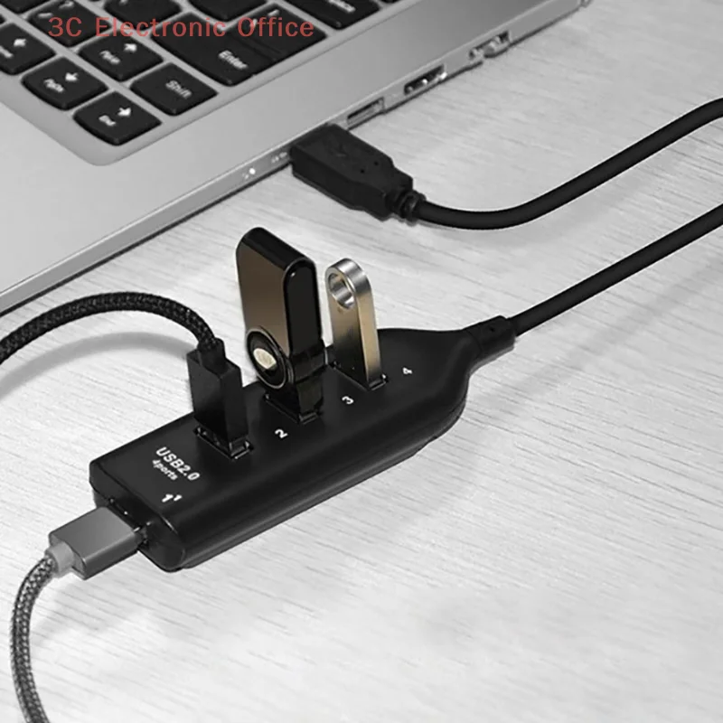 1PCS Universal USB Hub 4-port Cable High-speed Mini Hub Socket Laptop Mode Distributor Cable Adapter