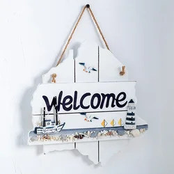 Fashion Mediterranean Style Ocean Series Welcome Home Sign Hanging Plaque Home Decor Creative Directional Doorplate