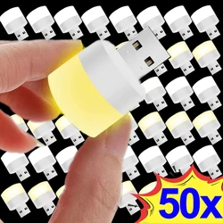 1/50PCS Mini USB LED Night Light Portable Plug Lamps Eye Protection Book Reading Light Small Round Computer Mobile Power Lamp