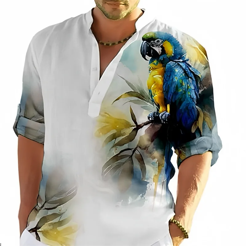 Chemise à motif animal pour hommes, impression 3D, se démarque de l\'extérieur, vêtements de rue à manches longues, mode