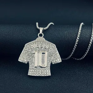رونالدو CR7 ميسي 10 قلادة سلسلة قلادة كاملة من الزركون للرجال ، مشجعي كرة القدم ، إكسسوارات مجوهرات الهيب هوب ، جيرسي أفضل 10 إطارات مبيعات CR7 - رقم 5