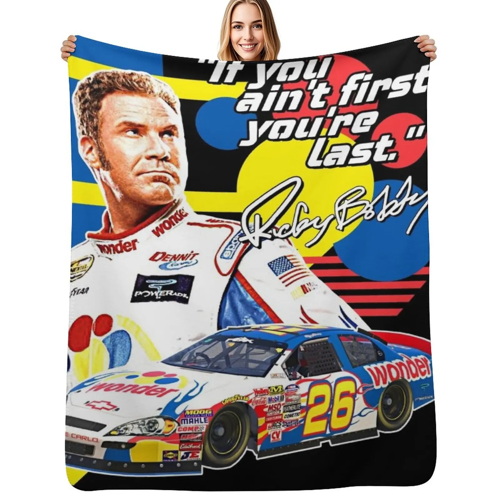 Ricky Bobby // If You Ain't First You're Last Racing Design Throw Blanket Baby Cute Vintage Moving Summer Beddings Blankets