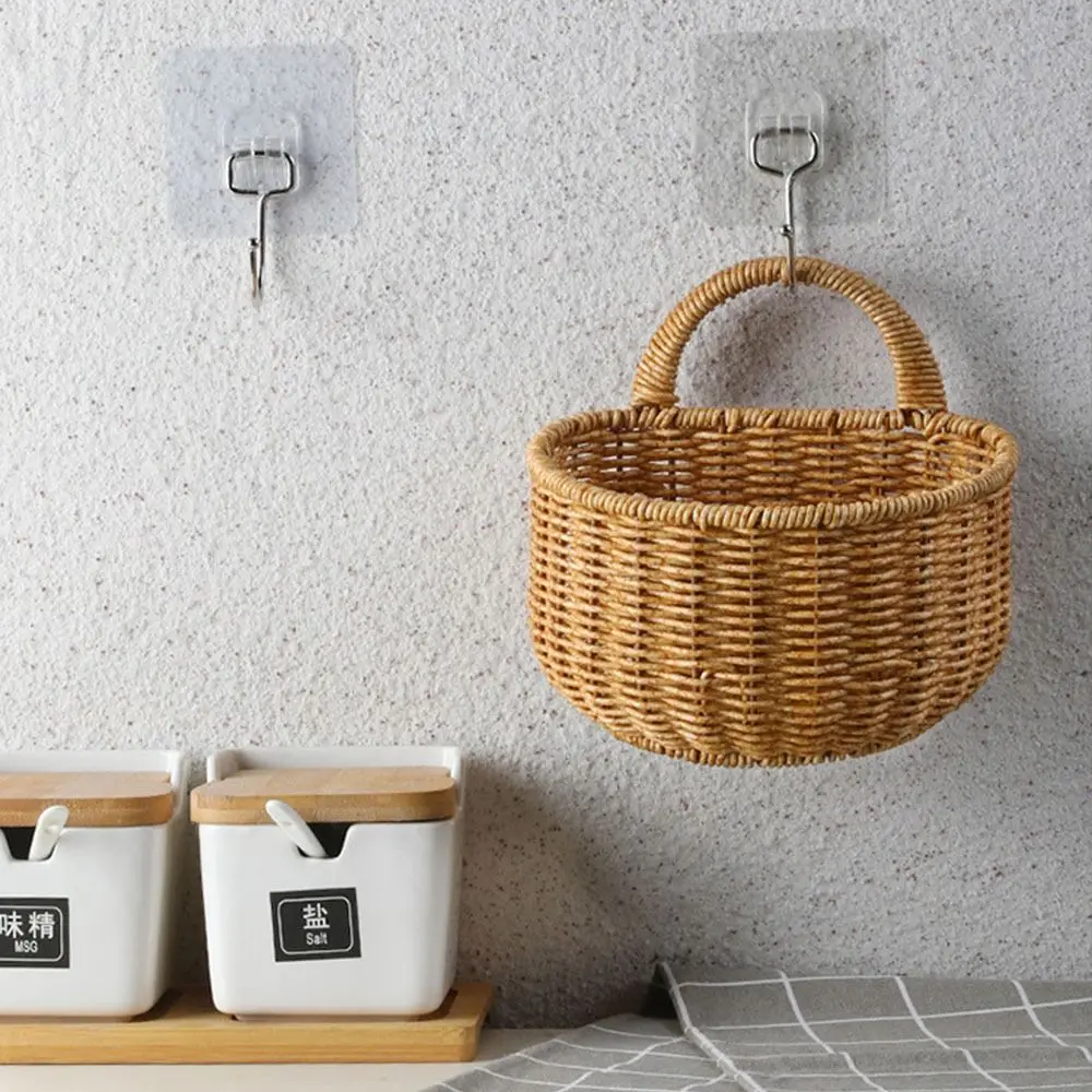 Home Decor Wall Hanging Fruit Vegetable Punching Scallion Ginger Garlic Flower Basket Storage Basket Kitchen Utensil Wedding