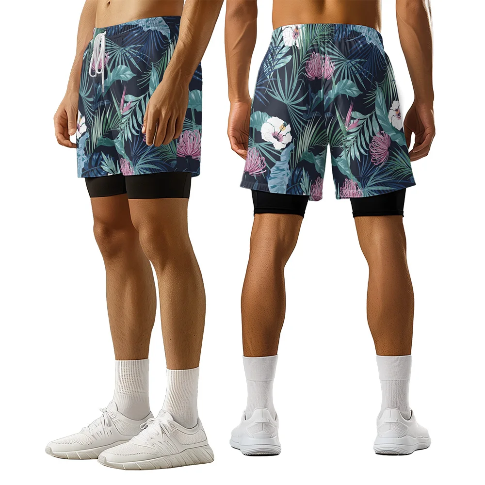 2024 New original design Variety Leaves Flowers Summer 3D Advanced Print casual trend Sports High Street Ice skating camo shorts