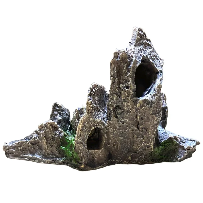 Chinese Style Mountain View Rockery Hiding Cave Tree Aquarium Fish Tank Ornament Decoration