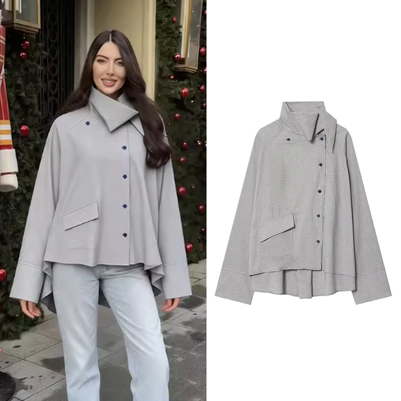 

Женские рубашки: Новинка весны, свободные рубашки в клетку, женские повседневные рубашки с воротником-стойкой и длинными рукавами, шикарные блузки и топы