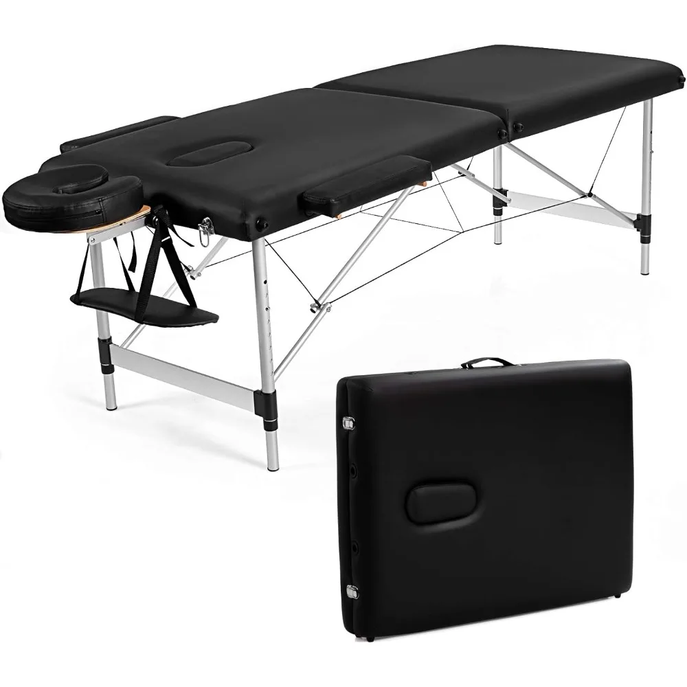 

Portable Massage Table 84inch, Folding Lash Bed Aluminium Frame, Height Adjustable, 2 Fold Professional Facial Salon