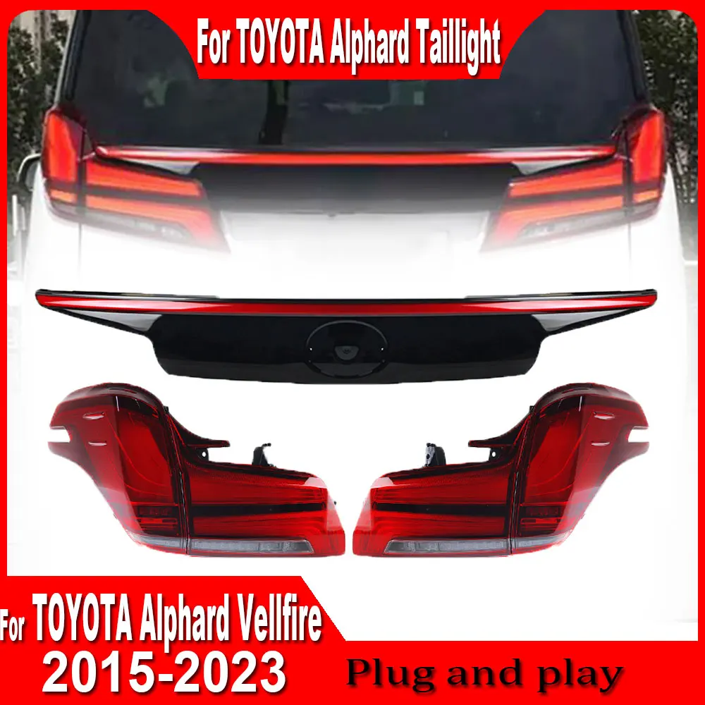 2pc Car Taillight For Toyota Alphard/Vellfire 30 Series 2015-2023 LED Through Tail Lamp DRL Brake Dynamic Signal Reverse Light