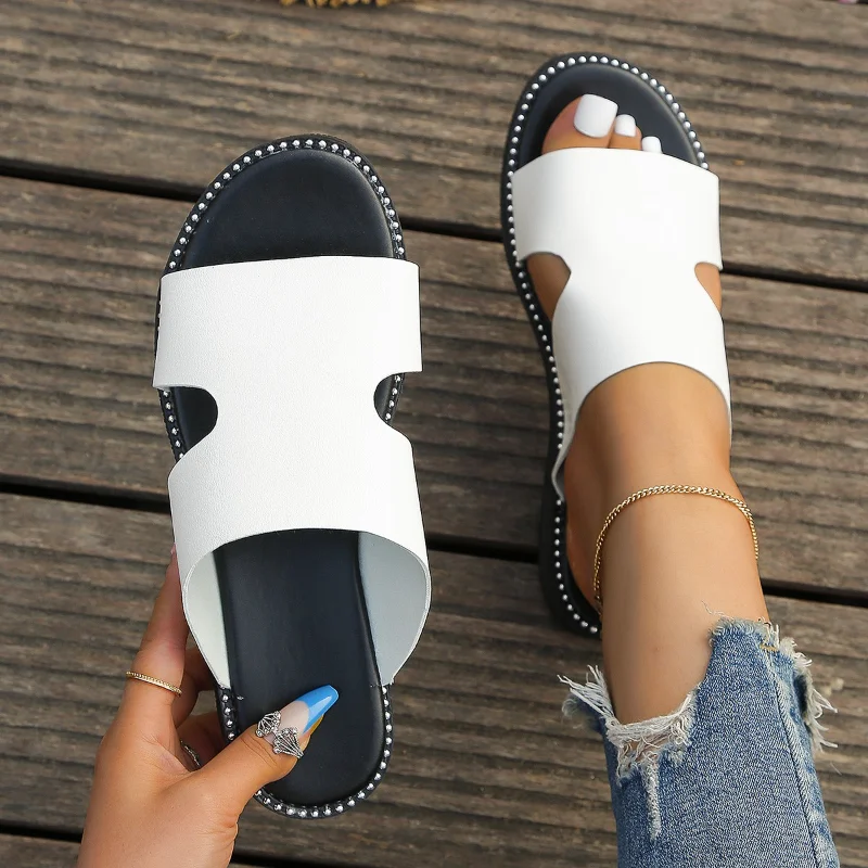 Summer Beach Shoes for Women 2023 New Concise Open Toe Women's Wedges Slippers Fashion Ladies Casual Slippers Female Sandals