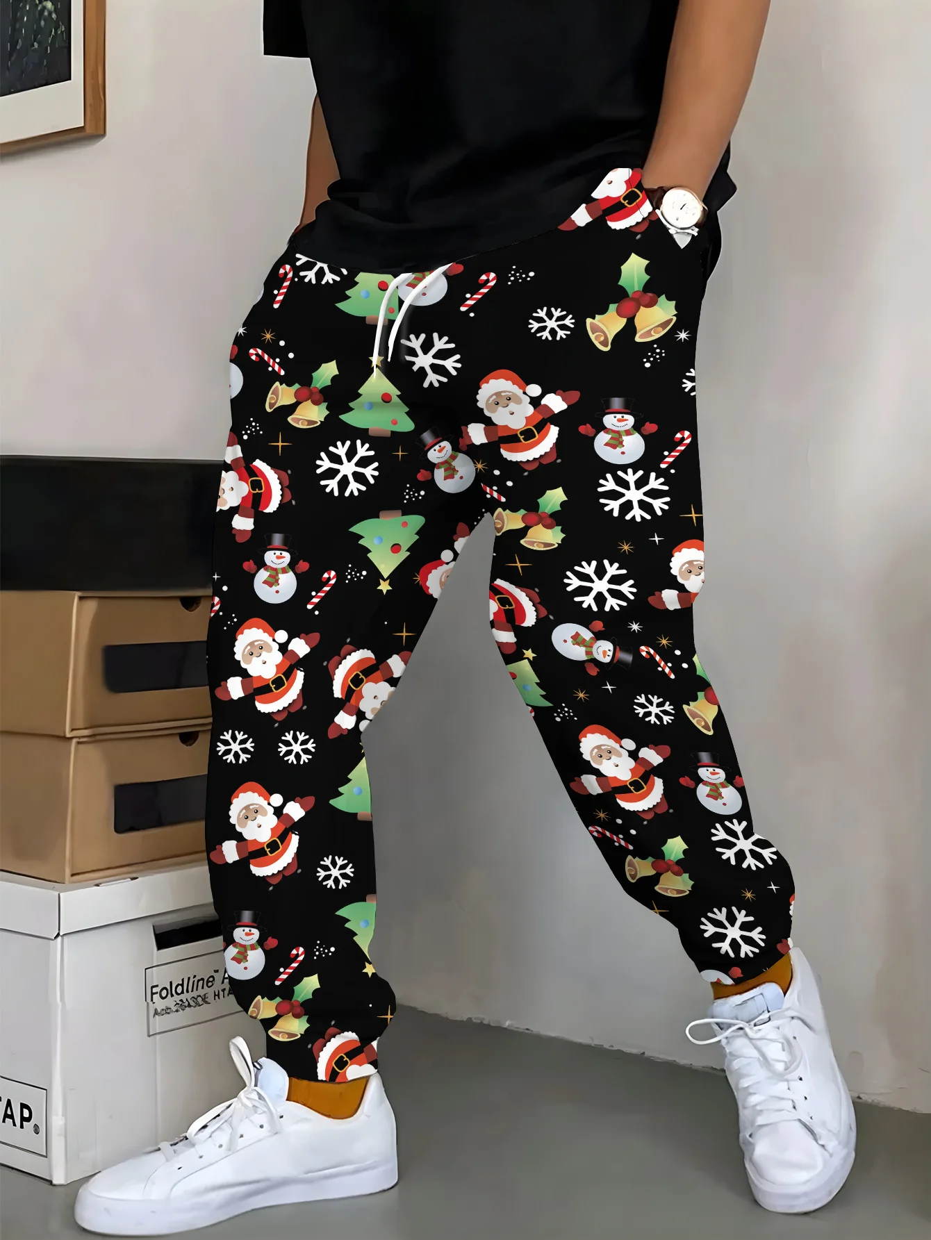 

Christmas Theme Men's Sweatpants Santa Claus Printed Trousers Christmas Party Pants Autumn Winter Casual Breathable Sports Pants