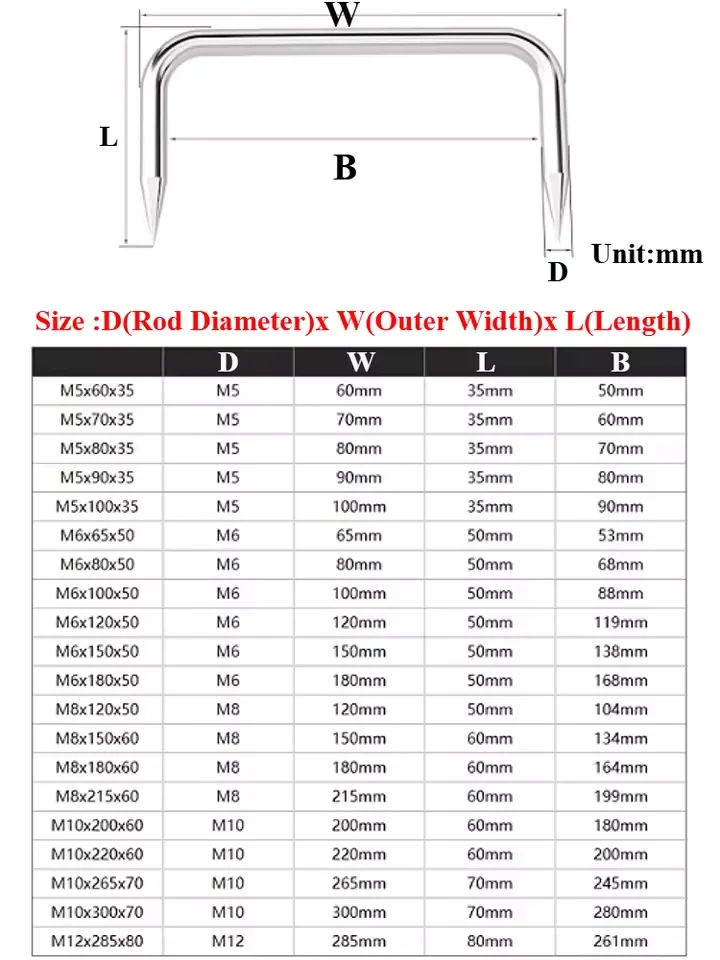 M5 M6 M8 M10 M12 304 Stainless Steel Ma Wang U-Shaped Nails Horseshoe Clamp Building Nails